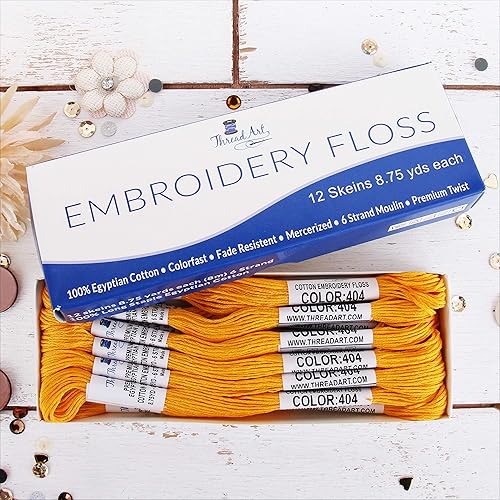 Vista 146 de Threadart - Hilo de bordar de algodón largo egipcio de alta calidad, 12 madejas Morado 6 hilos divisibles de 8.75 yardas cada uno para bordado a