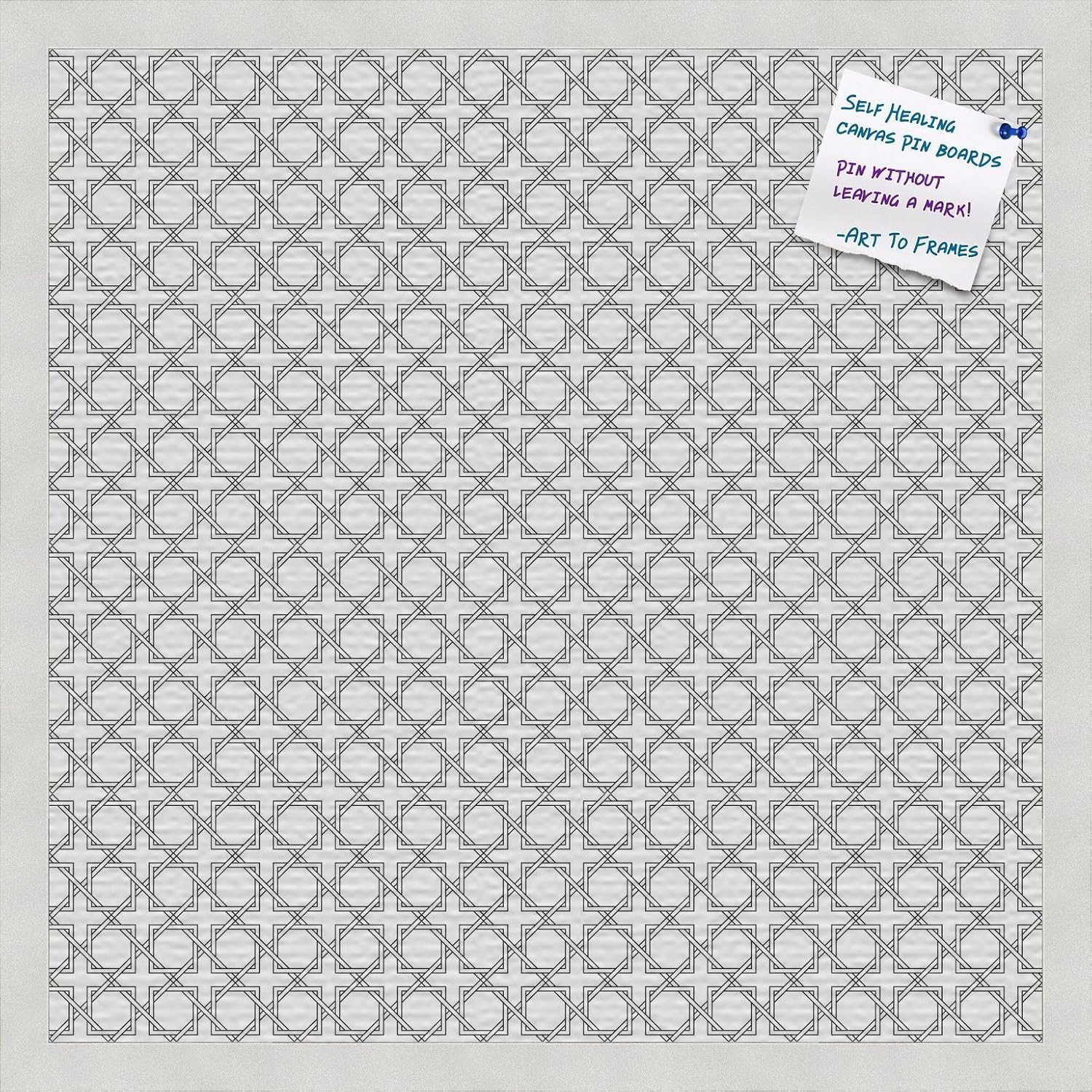 PinPix Decorative pin Cork Bulletin Board Made from Canvas, Tic-tac-Toe Pattern Printed at 18x12 Inches and Framed in Blue Stain on Beech (PinPix-137)