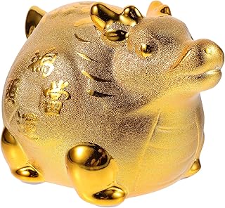 LUOZZY Gold Dragon Piggy Bank 2024 New Year Gift Cute Dragon Figurine Coin Bank Zodiac Dragon Coin Saving Jar