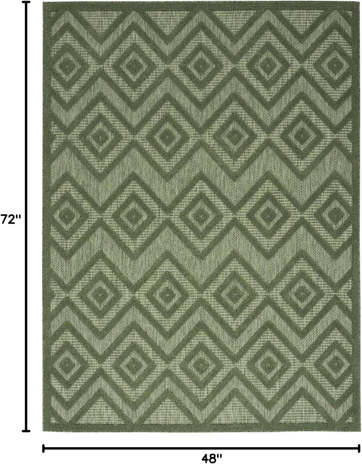 Nourison Home Versatile Green 4' x 6' Area Rug - Easy Clean, Non Shedding, Bed Room, Living Room, Dining Room, Kitchen (4' x 6')