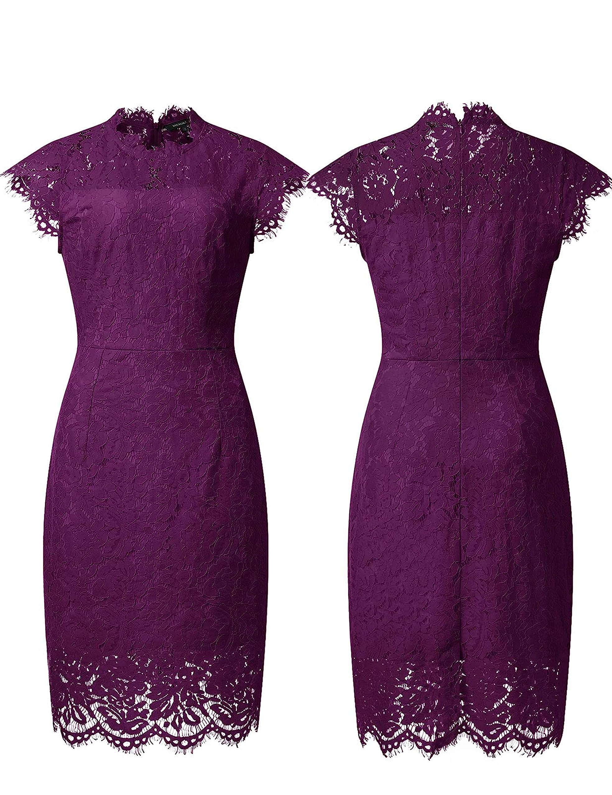 MEROKEETY Sleeveless Lace Dress Noche Mujer