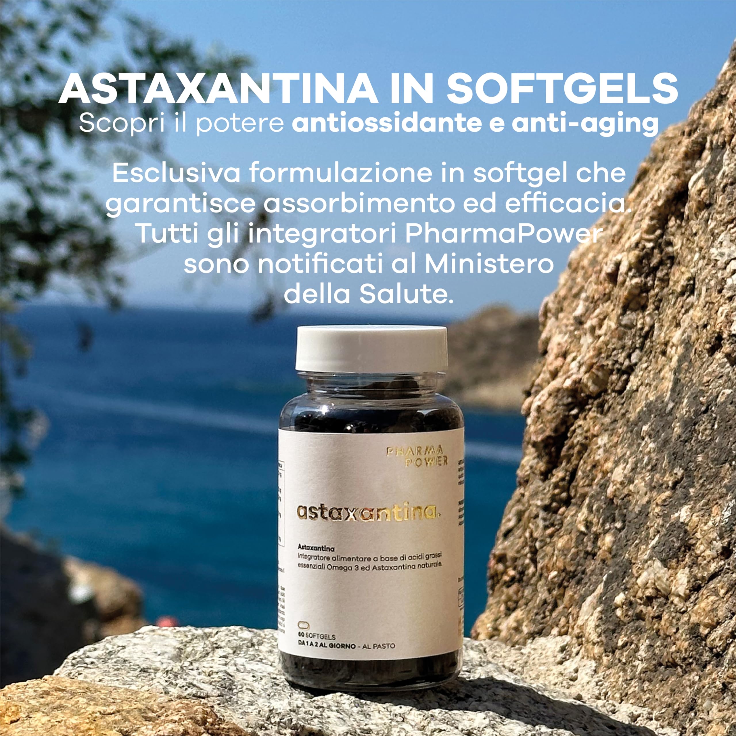 PharmaPower Astaxantina - Integratore Nutricosmetico Antiossidante di Astaxantina da 8 mg per Dose, Arricchito Con Omega 3, Alto Assorbimento e Biodisponibilità, Senza Glutine e Lattosio, 60 Softgels