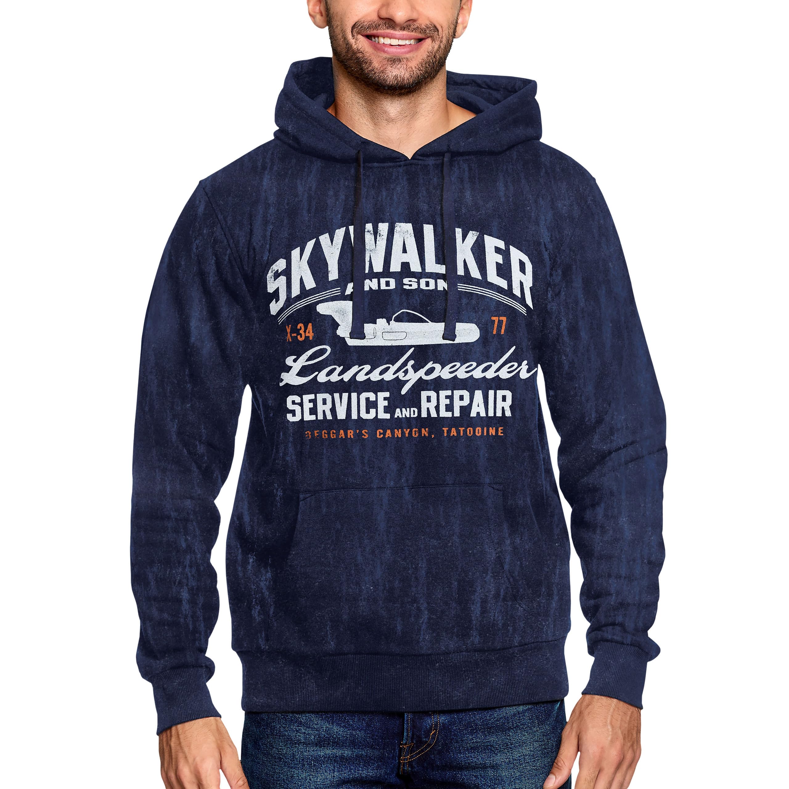 Elbenwald Star Wars - bluza z kapturem Skywalker nadruk z przodu męska damska niebieska bawełna