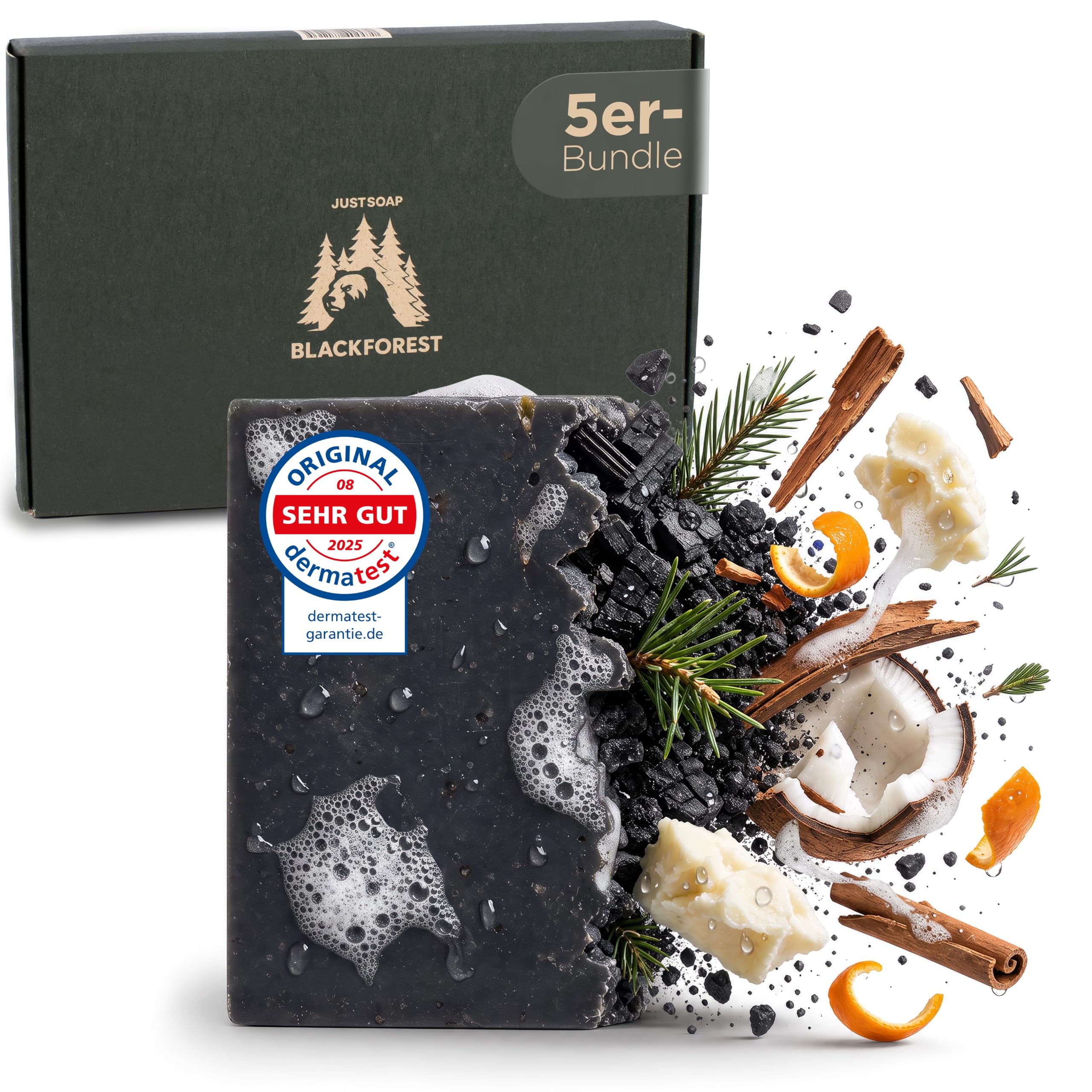 JUSTSOAP Mydło premium – Black Forest & Sakura Spirit (5 x czarne)