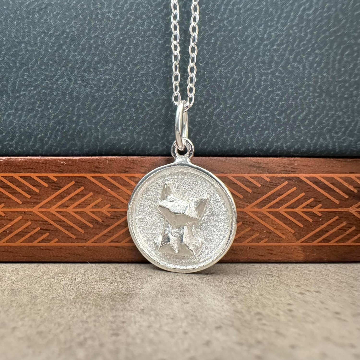 Origami Cat DISC Necklace in Sterling Silver 925 with 16 Inch Chain - Image 2