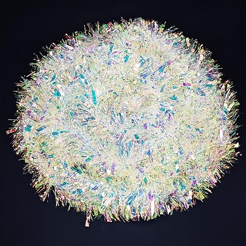 Miniatura 4 de Guirnalda de oropel de Navidad de 20 pies  19.7 ft, guirnalda colgante metálica iridiscente para árbol de Navidad, chimenea, chimenea, decoración