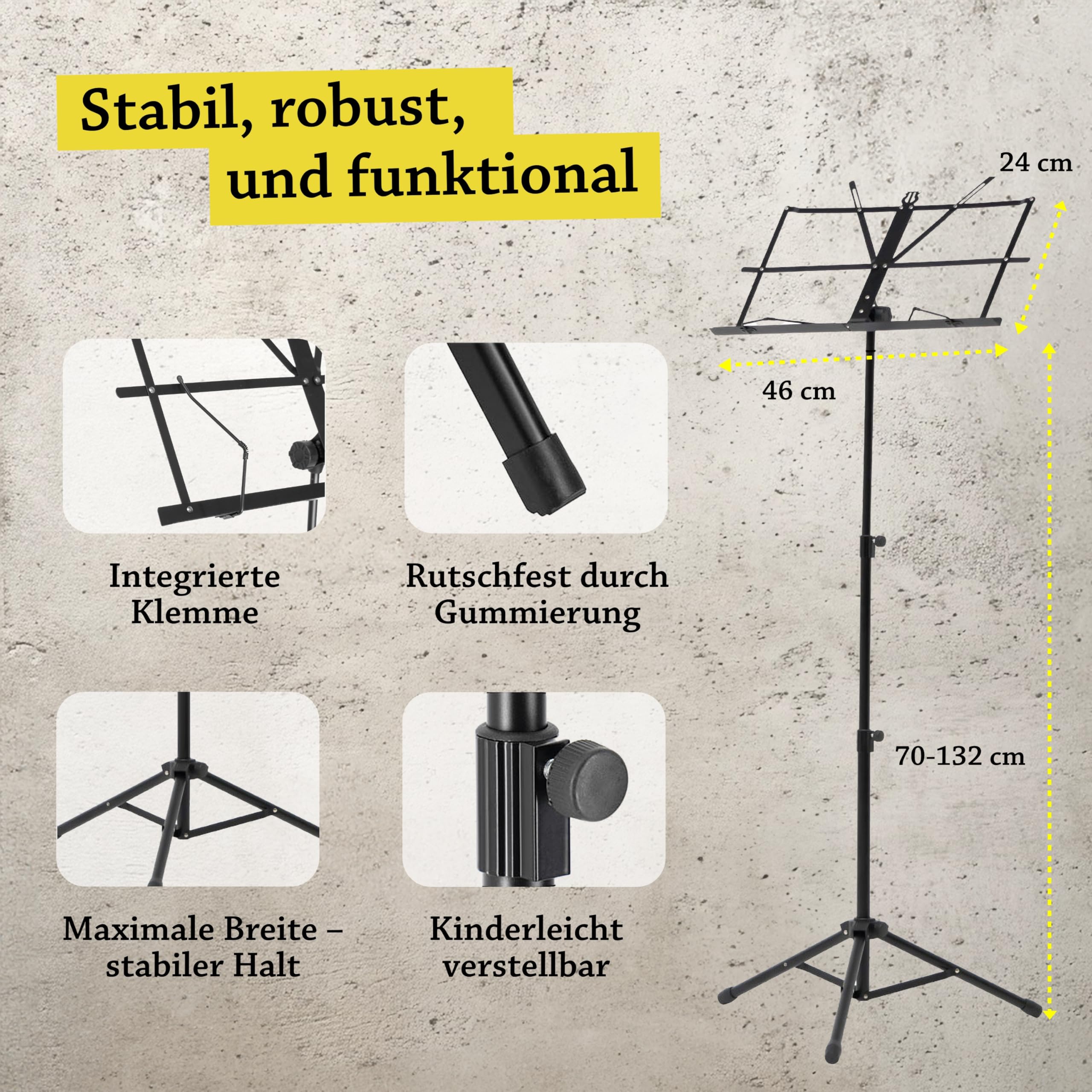 Pupitre pour enfants et adultes – Pliable et stable (double utilisation 2 en 1 pour table + support) Pupitre guitare (hauteur réglable) Pupitre à partitions avec sac – Pupitre de musique de table +