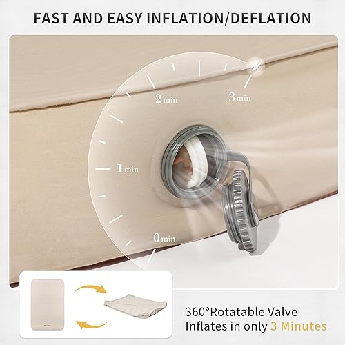 Miniatura 5 de Naturehike Colchón de aire autoinflable para acampar con mini bomba de aire portátil, colchón inflable para el hogar, camping, invitados doble