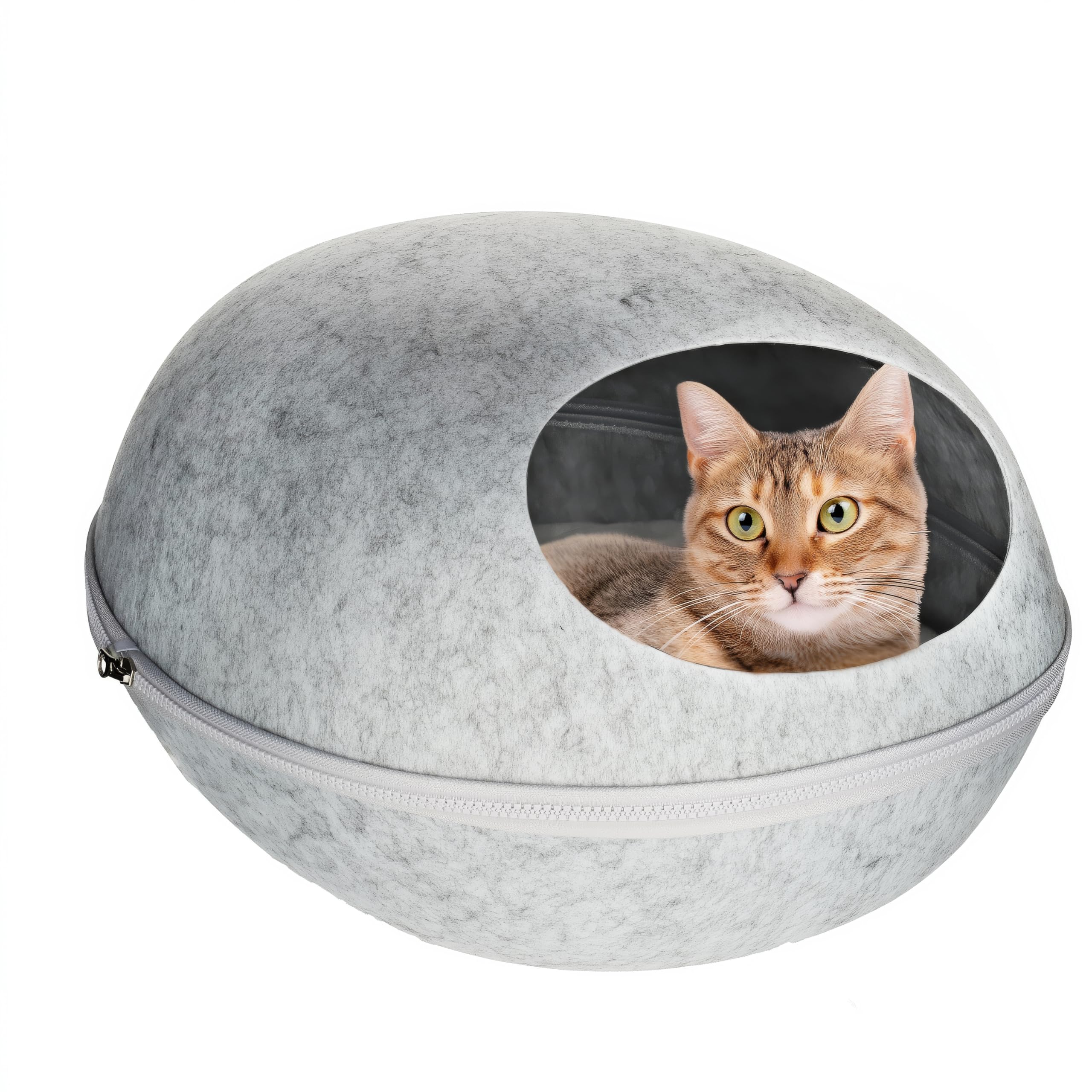 Silvergear® Katzenbett mit Heizung | Heizdecke für Katzen | Katzenklo mit Heizkissen | Katzenhöhle | Katzenspielzeug | 9 Heizmodi | Incl. Funktion Zeitmessung | Grau