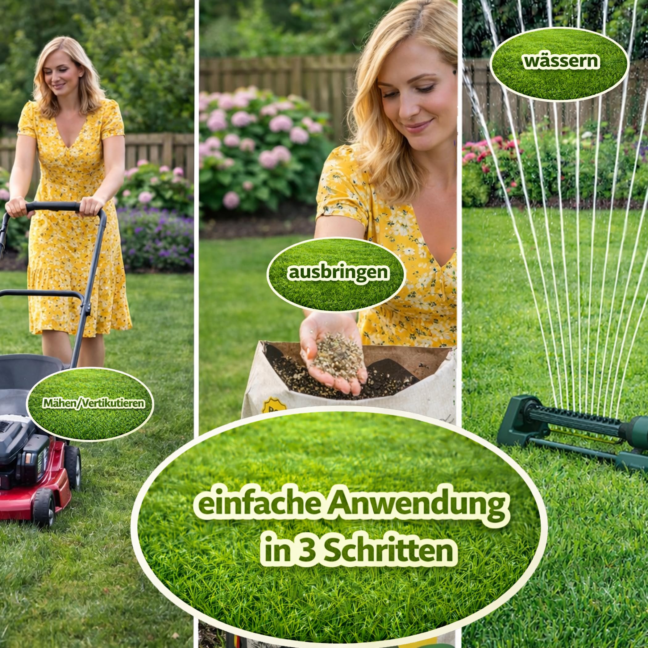 samore - "Rasenretter" Vertikutiermix I Rasendünger, Rasensamen & Bodenaktivator I 3in1 Rasenreparaturmischung I Rasendünger Frühjahr mit Grassamen gegen kahle Stellen I Nachsaat (4 Kg für 140 m²)