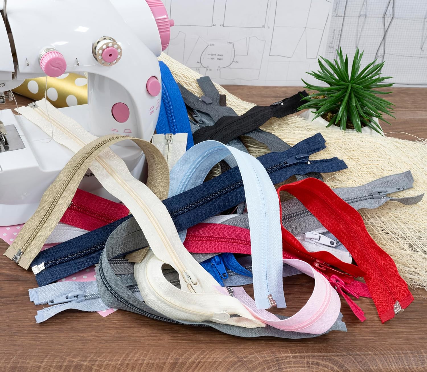 AERZETIX - Pack of 10 No. 5 25 cm Separable Spiral Zippers with Slider - Metal Nylon Polyester - White - Sewing Creations DIY Textile