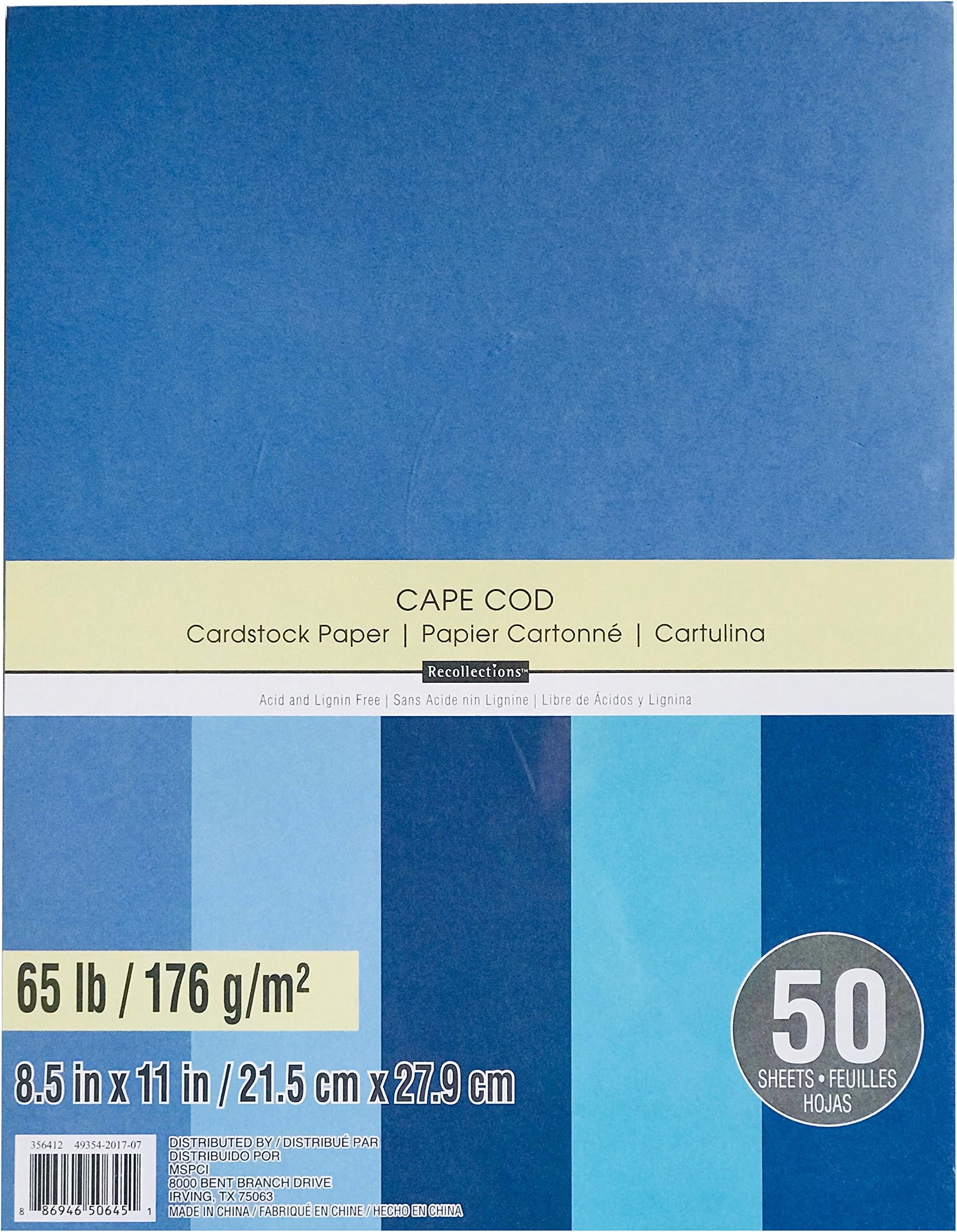 Cardstock Paper, 8 1/2" X 11" Cape Cod Blues - 50 Sheets