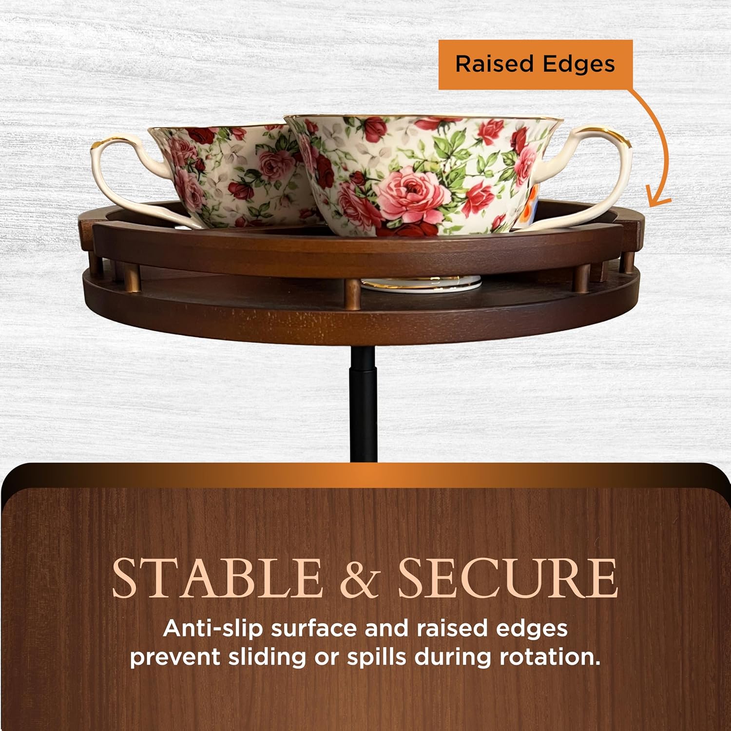 2 Tier Lazy Susan Organizer – 12" Bamboo Rotating Spice Rack Organizers with Adjustable Height Turntable for Cabinet, Pantry, Medicine Cabinet, Kitchen, Spinning Bathroom Counter Top Organizers