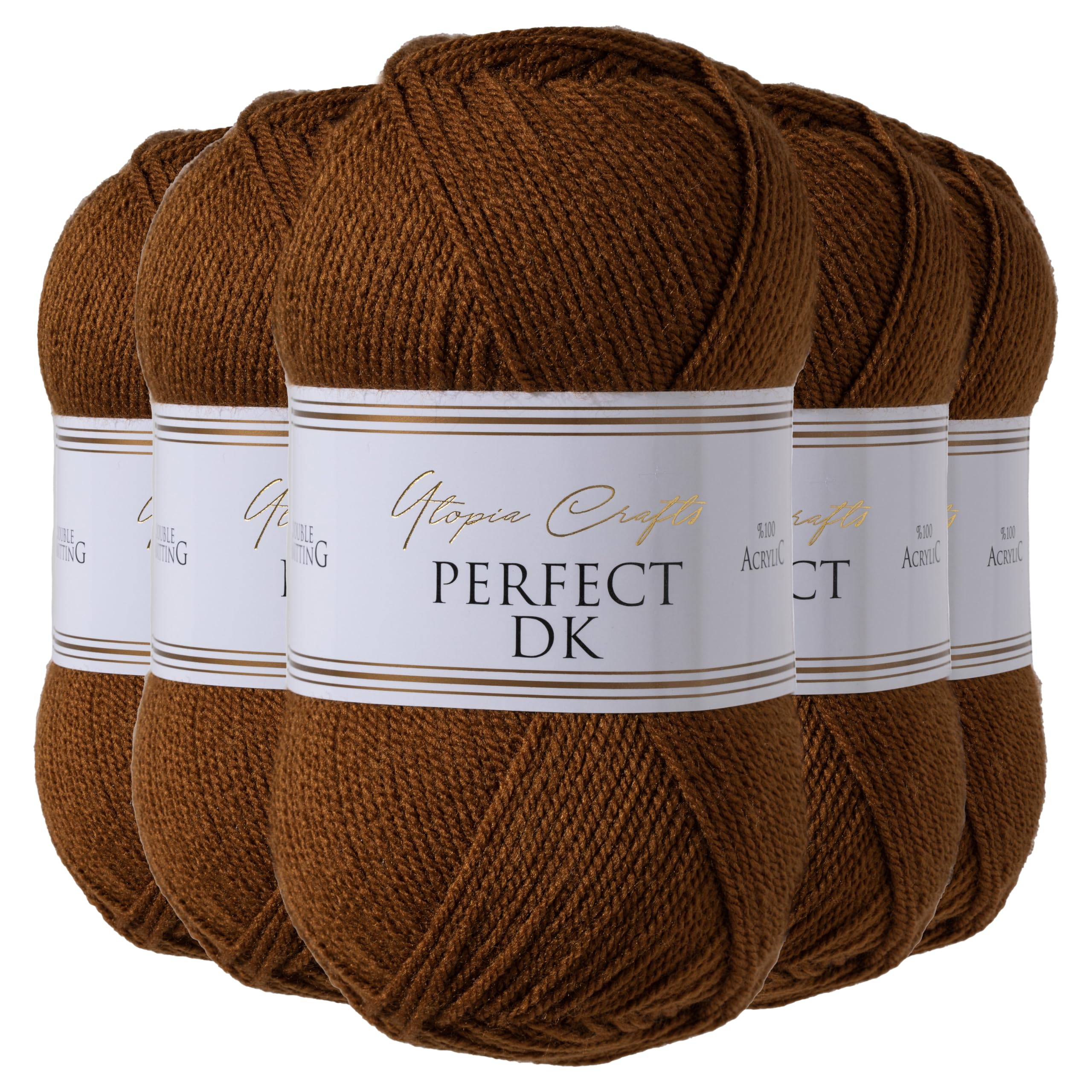 Utopia Crafts DK Double Knitting Yarn, 5X 100g (Russet)