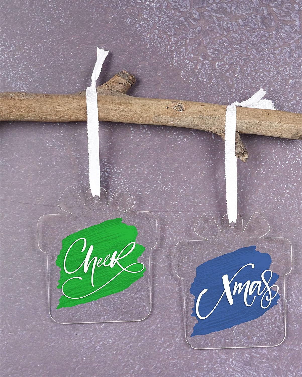 Laser Cut Gift Box Acrylic Ornament Blank with Holes Predrilled DIY Christmas Tree Decoration, Stocking Name Tag- Holiday Tags- 3mm Thick- 25 Pack