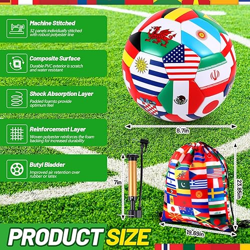 Miniatura 2 de Realspring Balón de fútbol con bandera internacional del mundo, tamaño 5, bandera de país, operación de fiesta, bolas de fútbol de Navidad con bomba