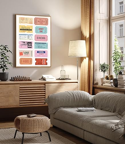 Miniatura 5 de SKTBJWNYK Arte de pared con estampado de boletos retro, póster estético de moda, colección de póster estético de boletos retro de películas y rifas,