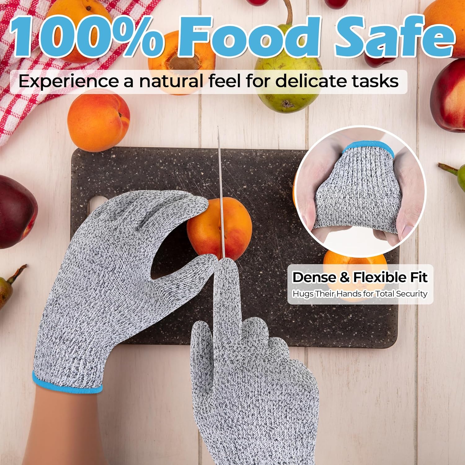 HANDLANDY Cut Resistant Gloves for Adult & Kids, Food Grade Anti-Cut Safety Gloves for Cooking Mandolin Meat Cutting Fishing - Image 3