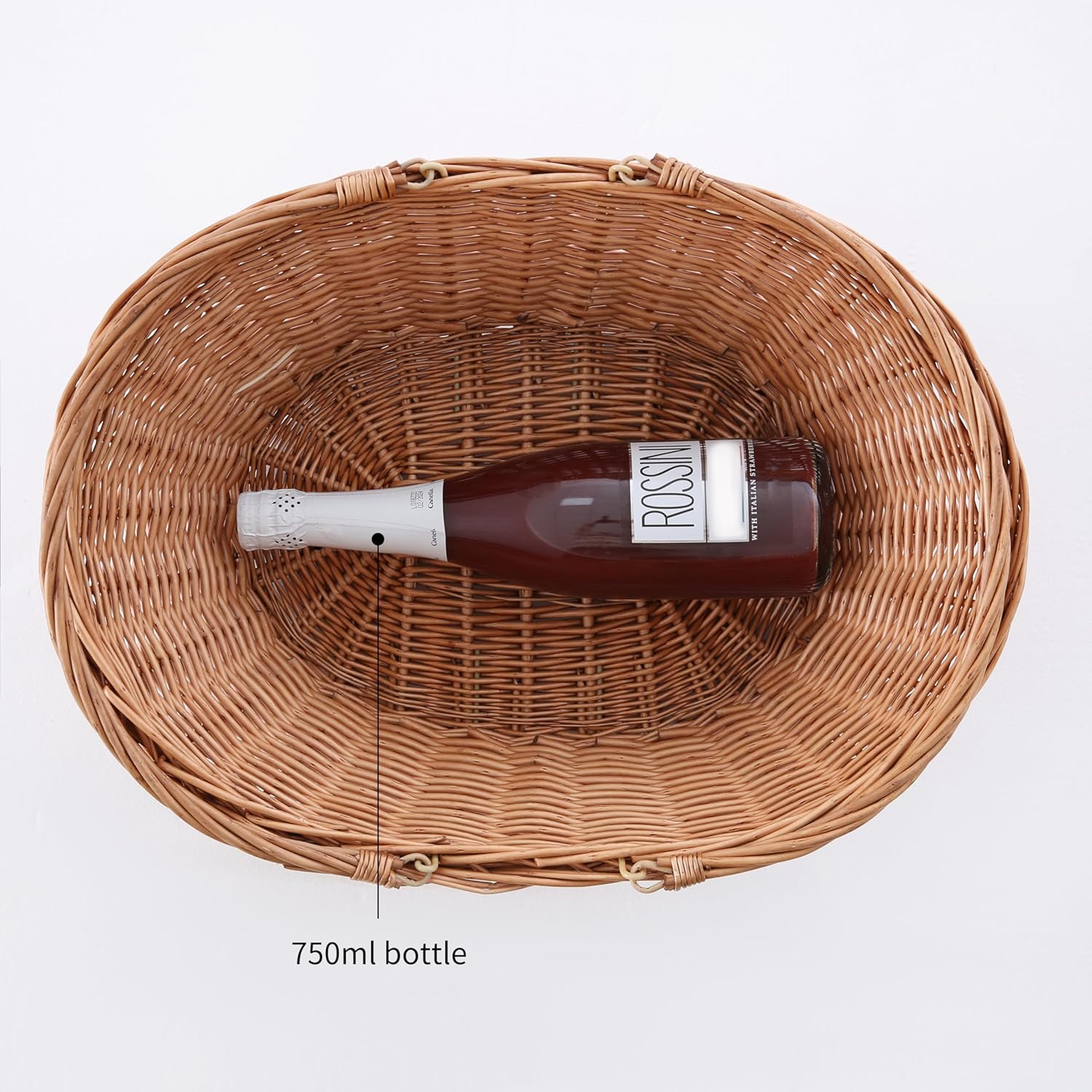 Handwoven Wicker Picnic Basket with Handles, Natural Brown, Shopping Basket - Large