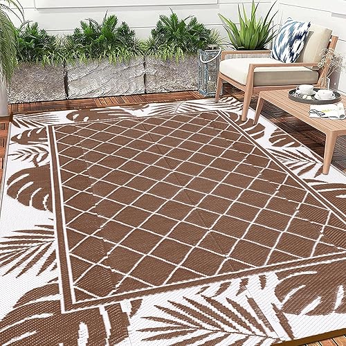 Miniatura 9 de Ileading Alfombra de exterior para patio, 6 x 9 pies, impermeable, reversible, de plástico, portátil, alfombra de camping para patio, balcón,