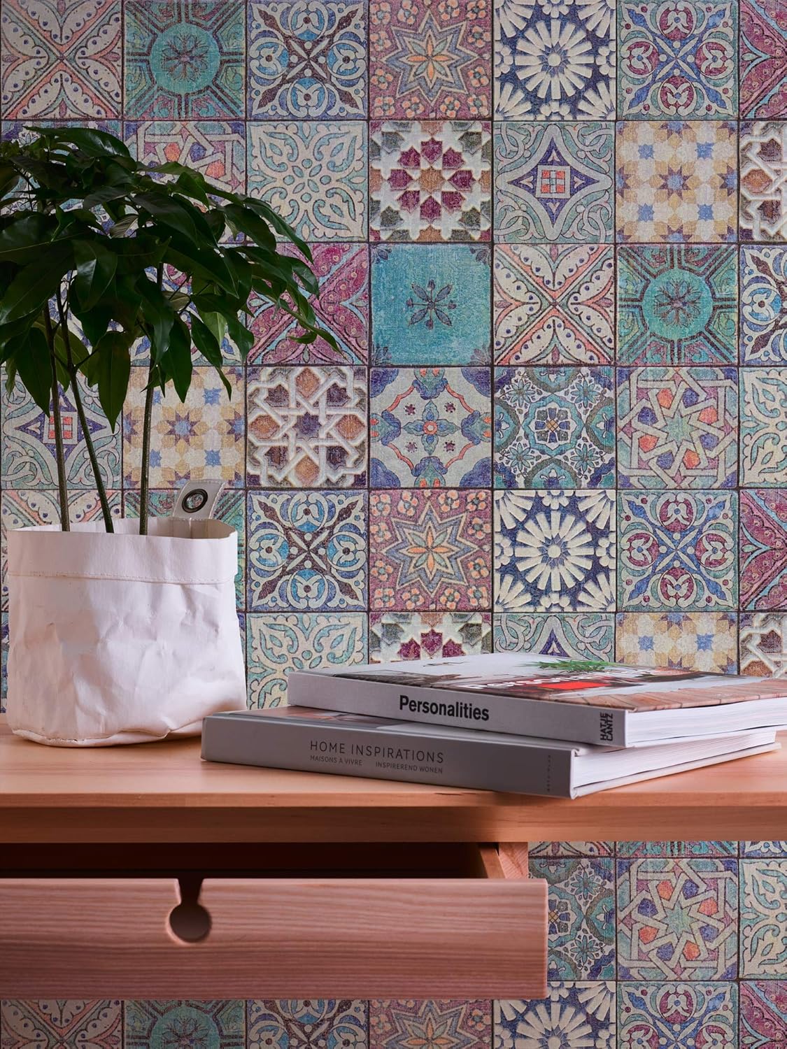 A.S. Création Wallpaper Tile Design - Blue - Mediterranian Wallpaper 395.99in x 20.87in Made in Germany - 362051