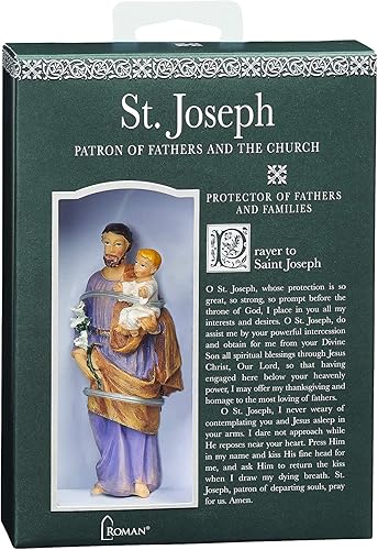 Miniatura 3 de Roman - San José Patrono de Padres y la Iglesia, Patronos y Protectores, 4" H, Resina, Regalo Religioso, Fe, Duradero, Caja de Regalo
