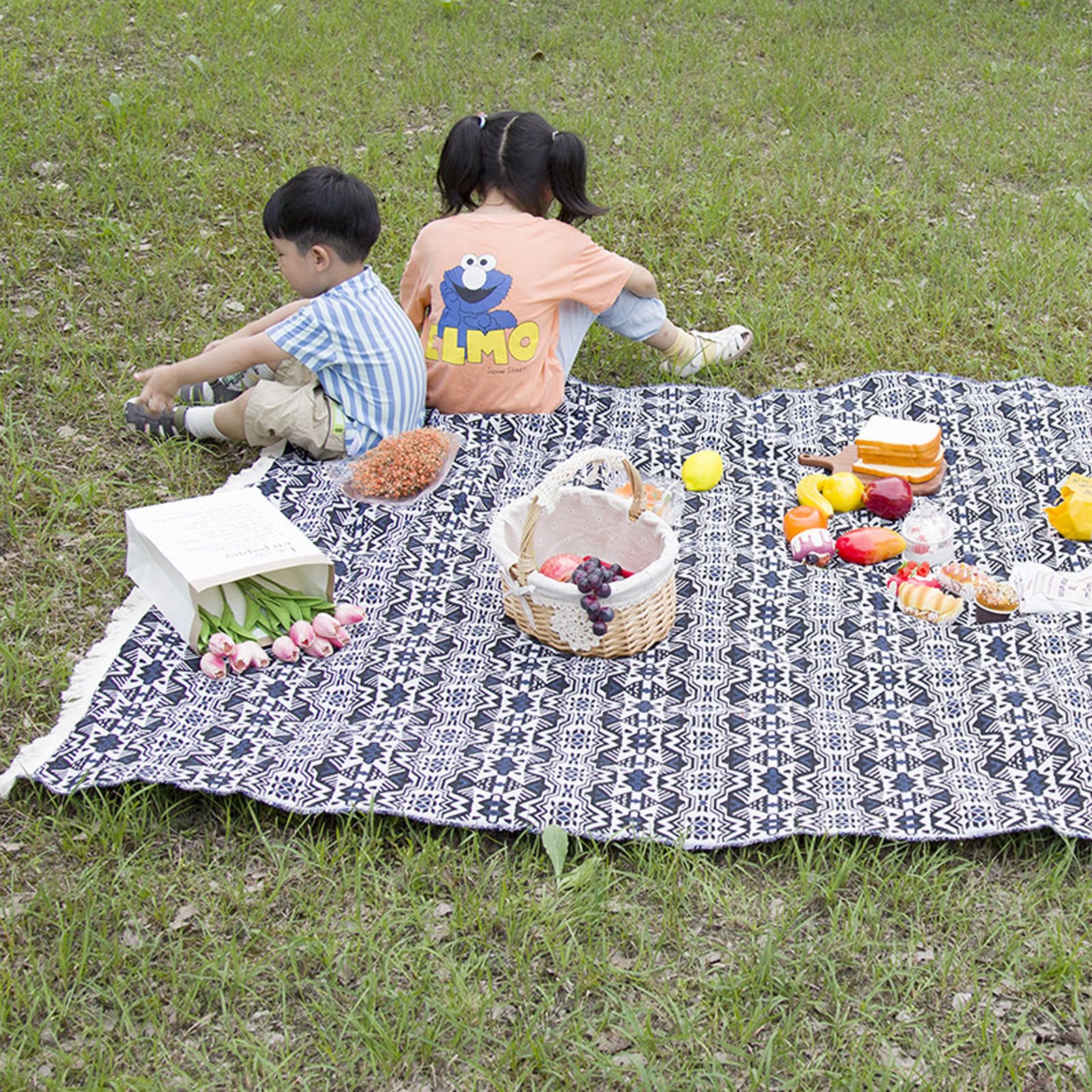 Duża mata piknikowa, koce piknikowe na zewnątrz, składany przenośny koc kempingowy, zmywalny, do użytku wewnątrz, na plaży, w parku, na trawie (G 150x240cm)