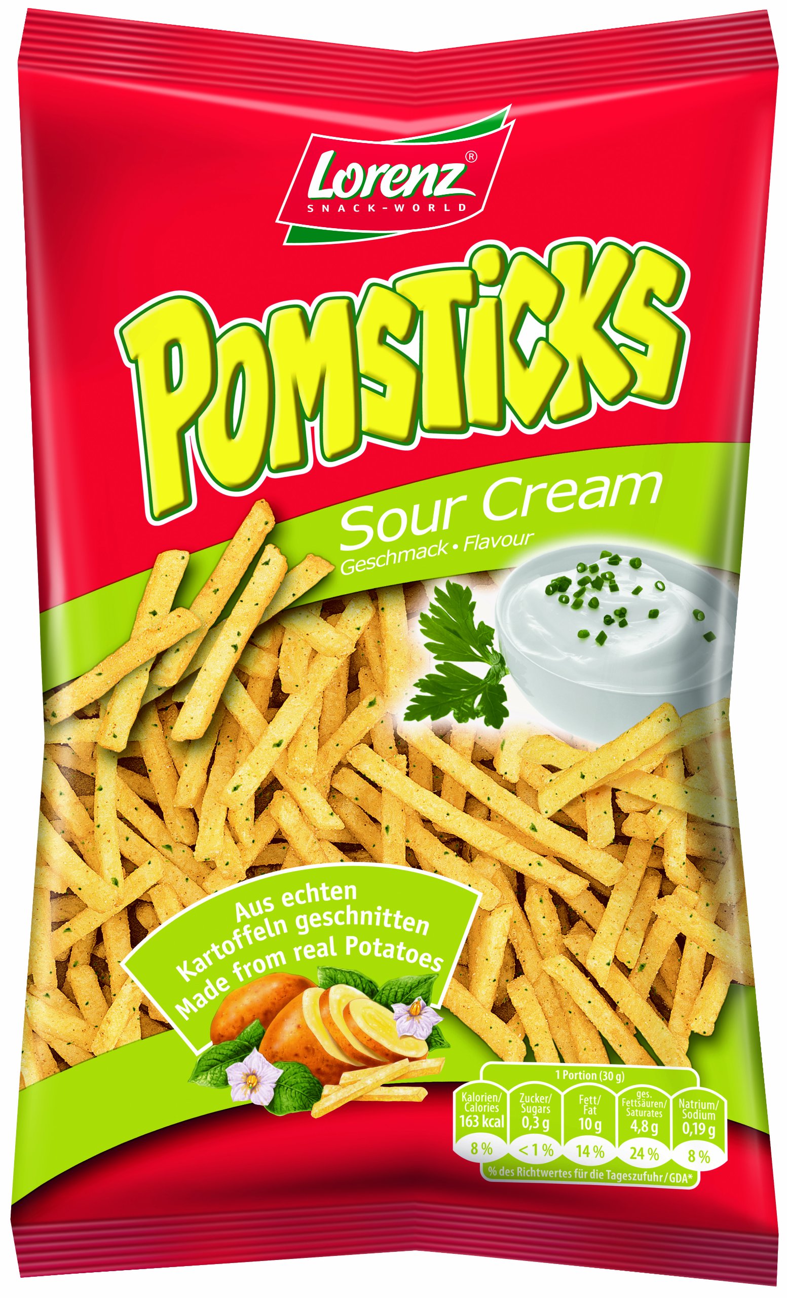 Pomsticks Sour Cream 100 g (Pack of 20)