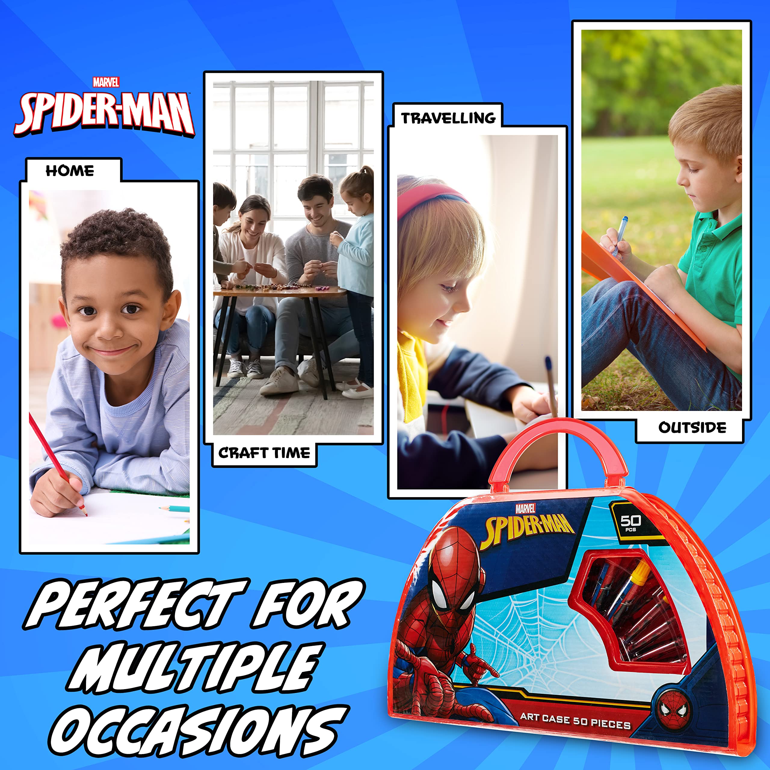 Marvel Spiderman Valigetta Colori per Bambini Colori per bambini per Disegnare e Dipingere Pennarelli Matite Colorate Acquerelli Bambini Giochi Spiderman Ufficiali