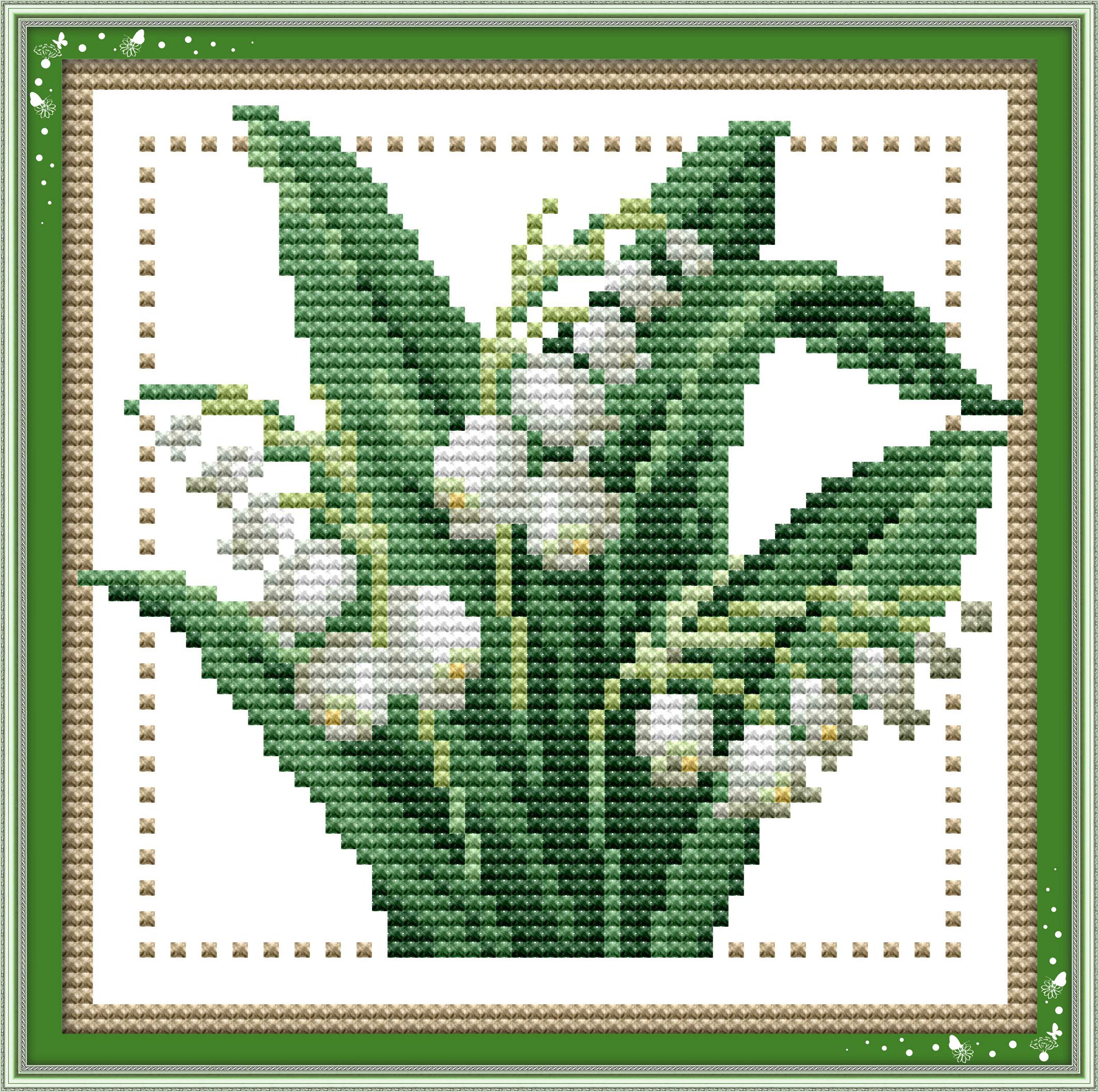 Own4b May Cross Stitch Kits Stamped, Twelve Months Flower- Printed Pattern 11Ct 8.3X8.3 Inch Diy Embroidery Kit