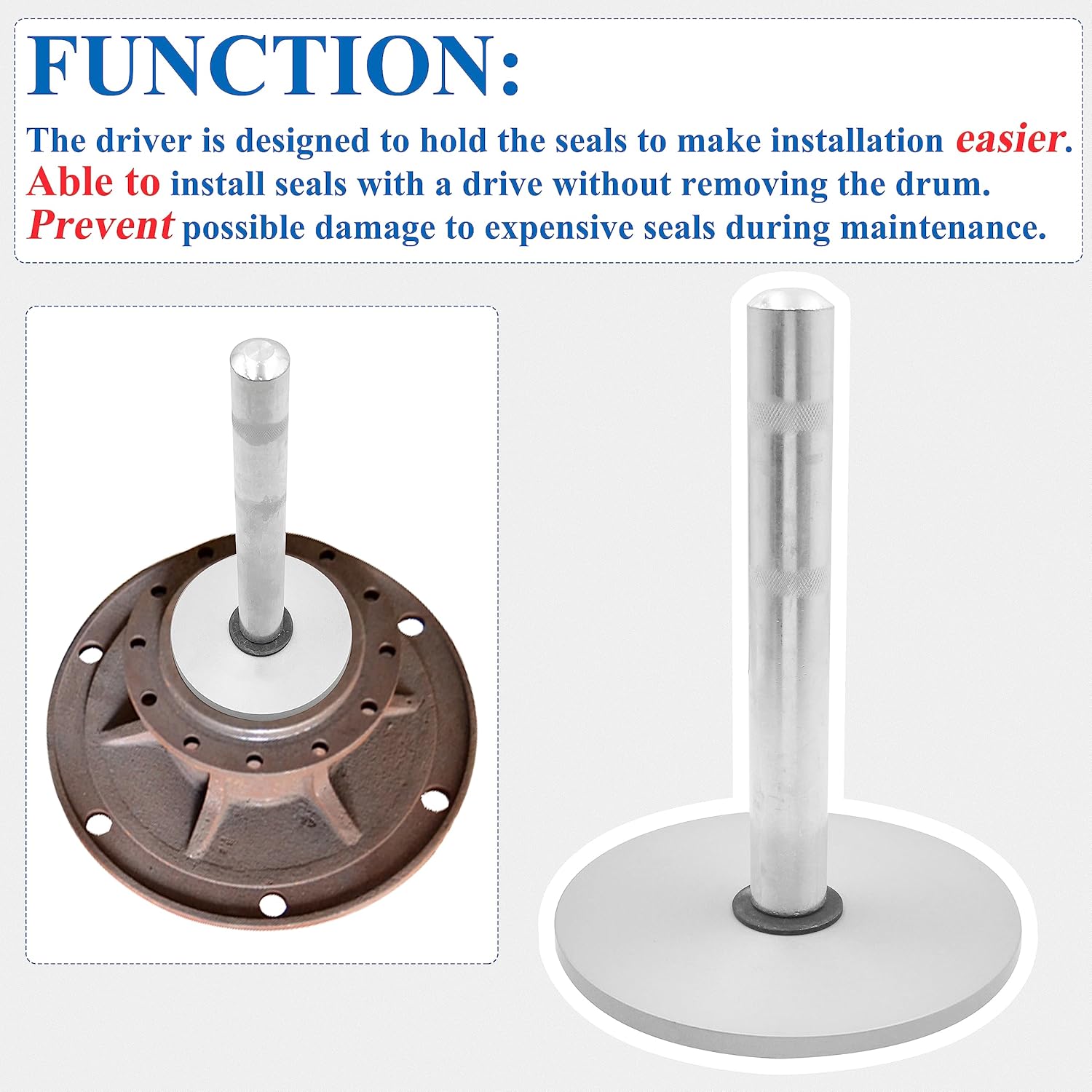 61850 Truck Hub Seal Installer Kit, Bearing Race and Heavy Duty Seal Driver Set,Compatible with Size Seals for Class 7 and Class 8 Trucks,Trailers and Some Medium Duty Trucks, 5 pcs