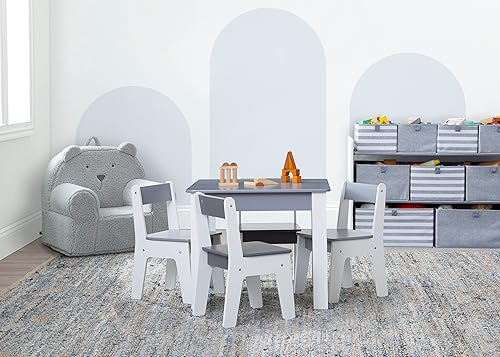 Miniatura 4 de GAP GapKids - Juego de mesa y 4 sillas, certificado Greenguard Gold, grisblanco