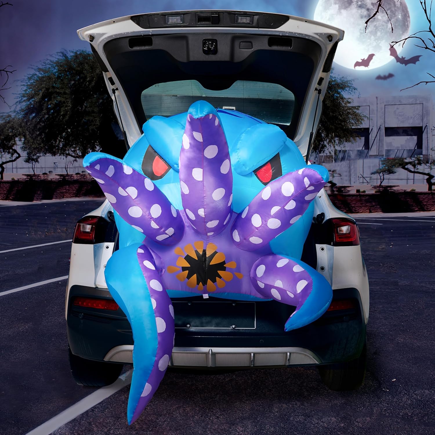 Joiedomi Halloween Inflatable Trunk or Treat Car Decorations, Octopus Inflatable Trunk or Treat Halloween Decor Outdoor, Halloween Blow Ups Trunk or Treat with LED for Halloween Decoration Outside