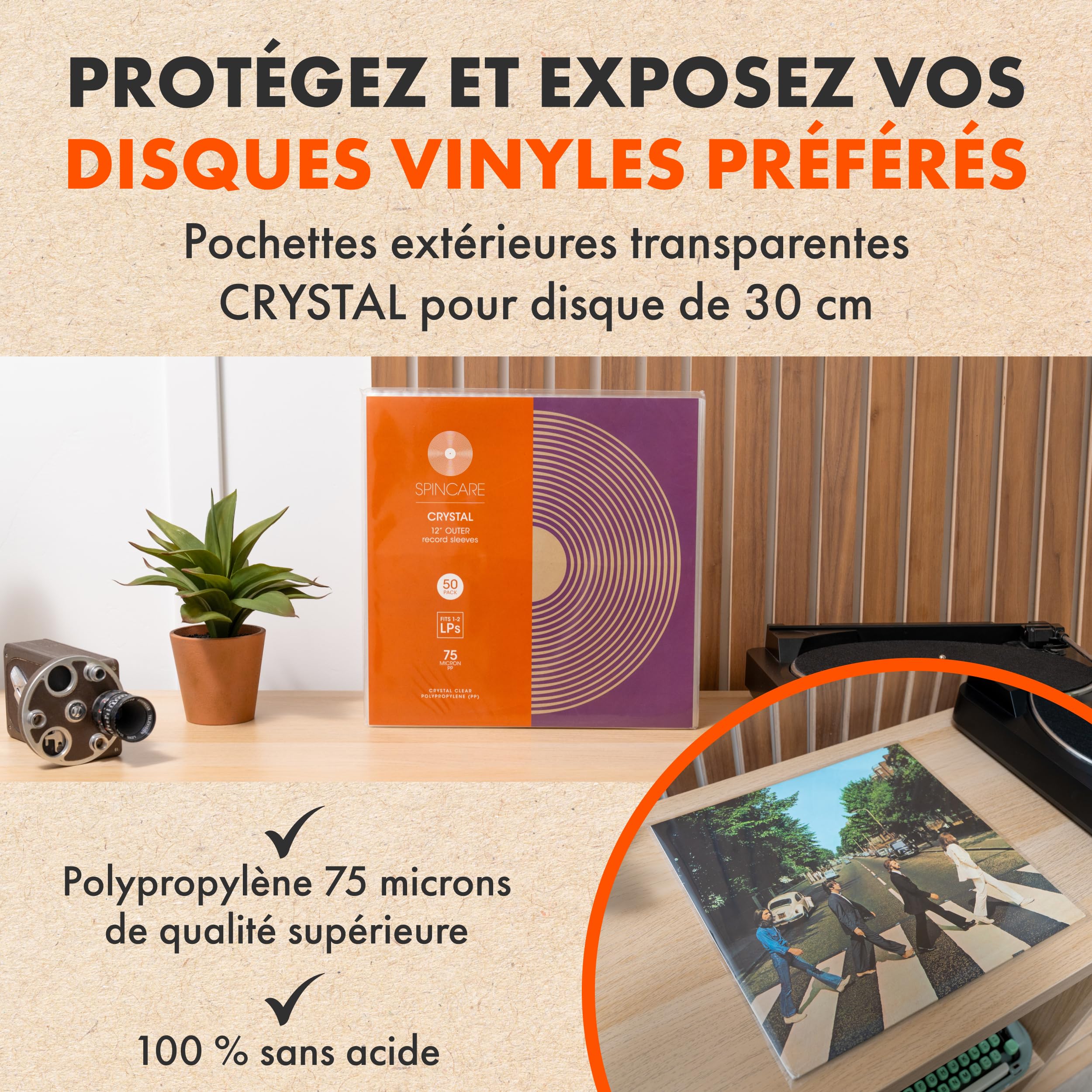 100x Pochettes Standard Disque Vinyles 33 Tours | Pochettes Crystal pour 33t Albums & LPs | Polypropylène Plastique Transparente Pochette