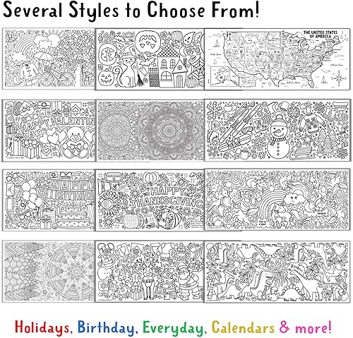 Miniatura 4 de Tiny Expressions Póster gigante para colorear para niños, 30 x 72 pulgadas, pancarta de papel o cubierta de mesa para fiestas escolares o eventos,