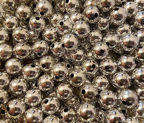 Miniatura 4 de Cuentas redondas sueltas de plástico artificiales de 0.394 in, 100 unidades (surtido metálico)