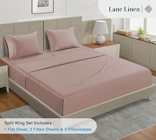 Miniatura 2 de LANE LINEN - Sábanas tamaño Split King para cama ajustable, 450 hilos, 100% algodón, 2 sábanas bajeras individuales XL, con bolsillo profundo,