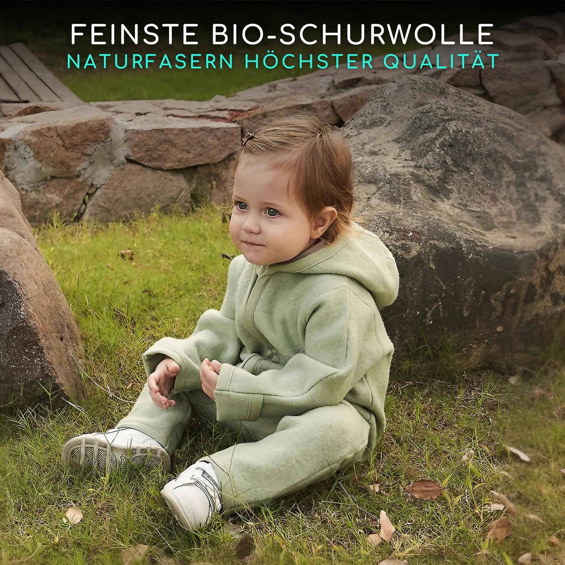 ALAVYA HOME® Walkoverall, tuta in lana naturale, 100% lana vergine biologica, con chiusura lampo, per neonati e bambini