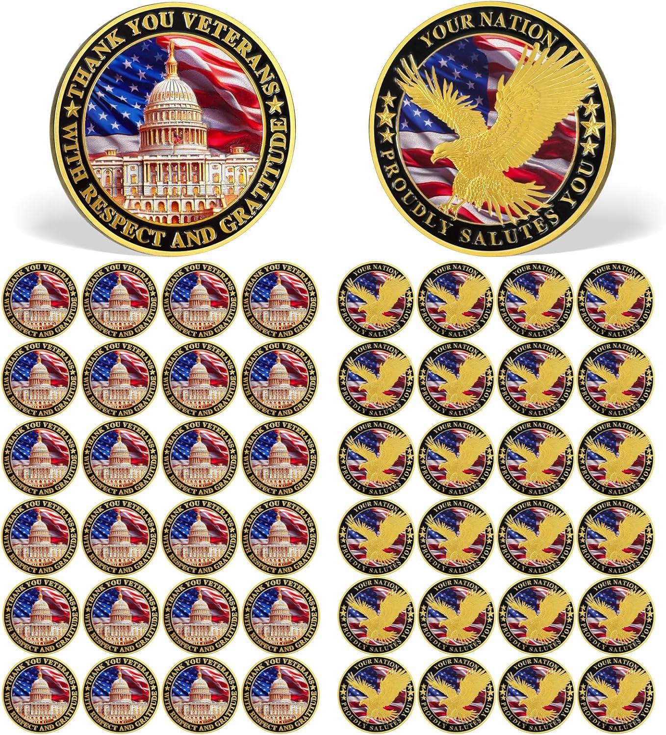 1 PCS Challenge Coin Thank You for Your Service Coins for Veterans Appreciation Bulk (3D White House, Piece, 1) 3D White House 1.0