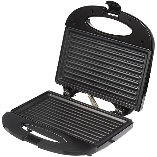 Solimo 750-Watt Non-Stick Grill Sandwich Maker, Black