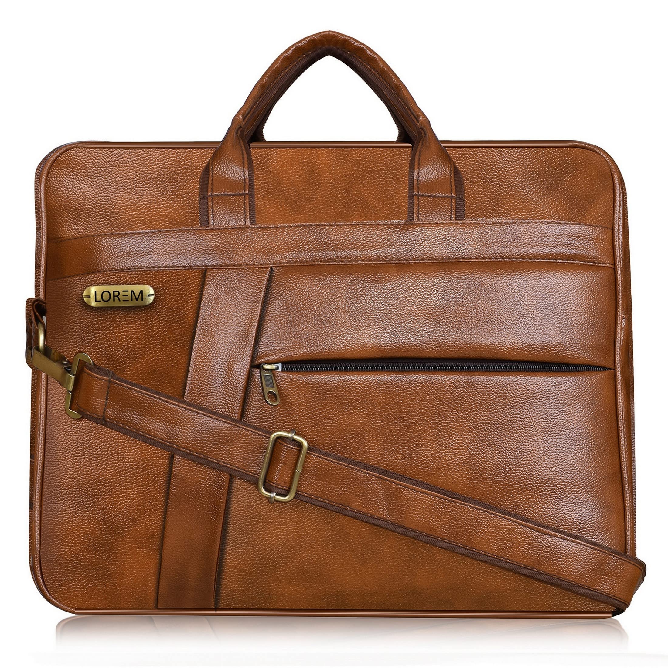 LOREM Tan Faux Leather 10L Laptop Messenger Bag for Men & Women BG04-UFBG (B0B58L2ZHN) Amazon Price History, Amazon Price Tracker