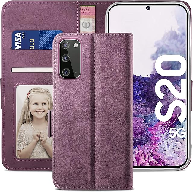 YATWIN Samsung Galaxy S20 Case, Samsung S20 4G / 5G Flip Wallet Leather Case with Card Slot and Shockproof Function Kickstand Phone Cases Cover for Samsung S20 - Wine Red