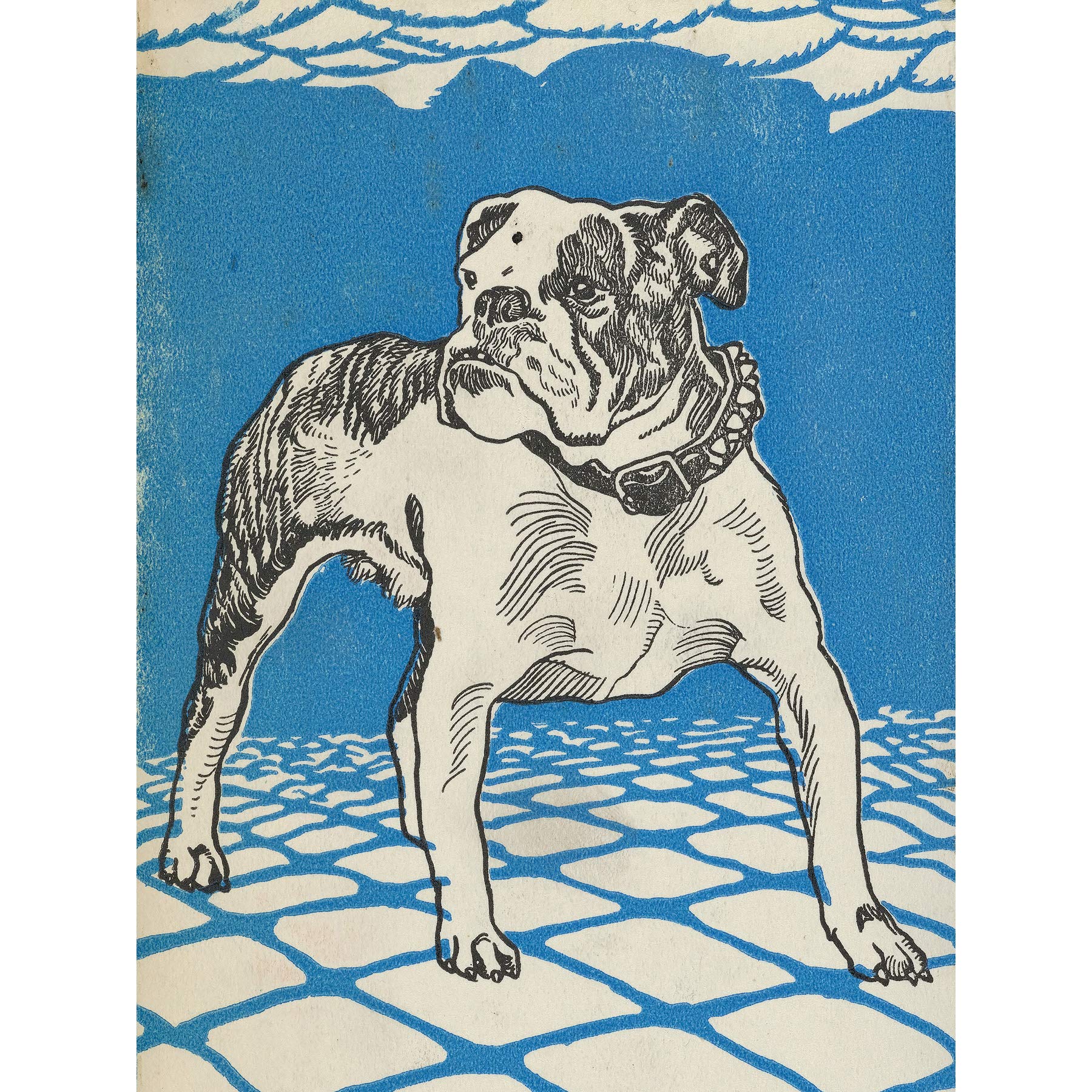 Artery8 Jung Bulldog Lithograph Drawing Extra Large XL Wall Art Poster Print
