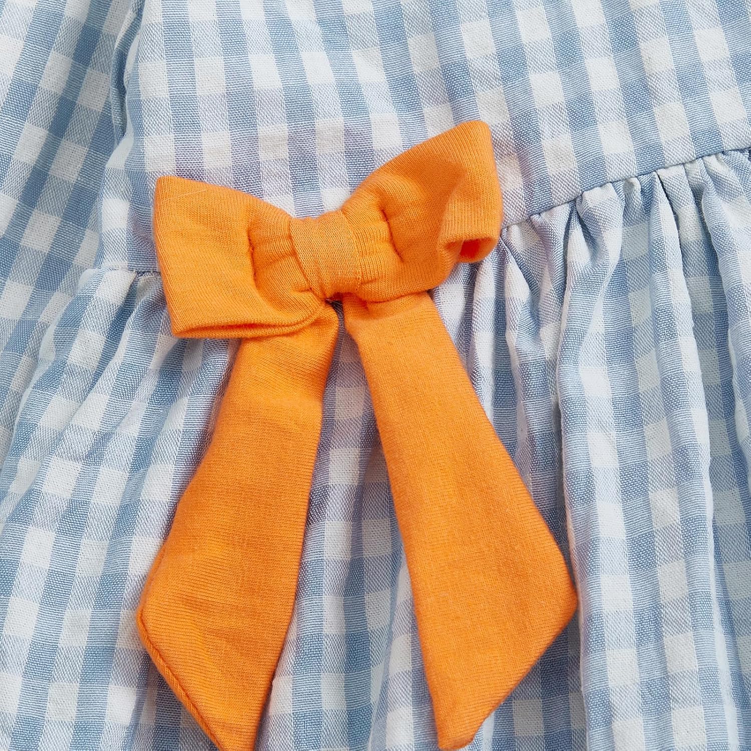 Toddler Baby Girl Halloween Clothes Pumpkin Embroidery Dresses Plaid Long Sleeve Smocked Dress Fall Winter Outfit - Image 6