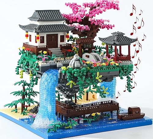 Juego de construcción de árbol de cerezo con caja de regalo, casa de árbol de cerezo con música original (tipo: sinfonía), kit de construcción de