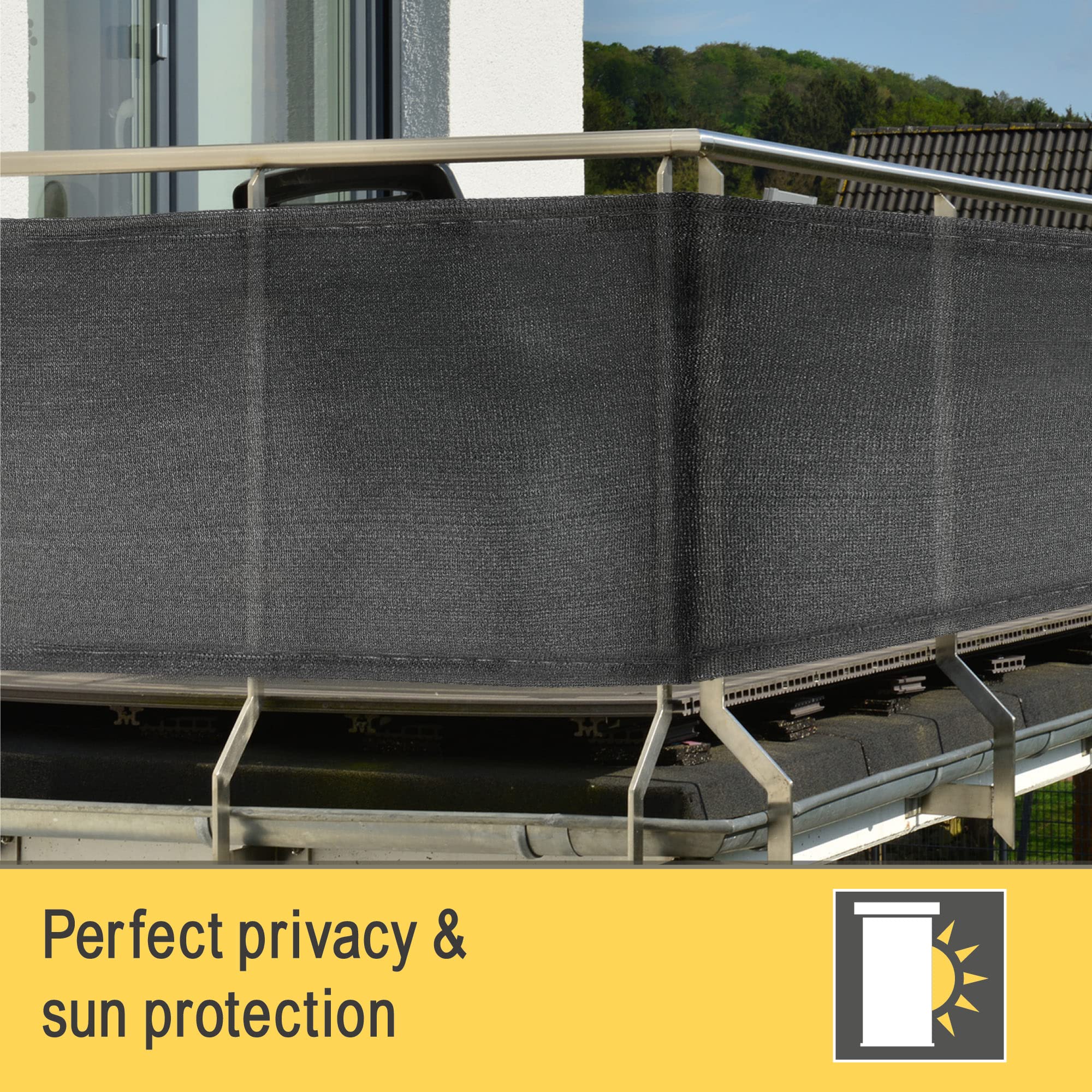 Sol Royal Schattennetz 10m x 1m Schattiergewebe 165g/m² – Blickdichter Sonnenschutz mit UV-Schutz & Kabelbinder für einfache Befestigung – HDPE Sichtschutz Garten Anthrazit für Gewächshaus & Zaun SG80