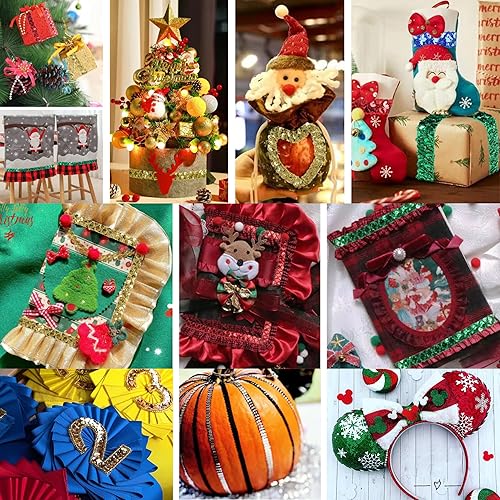 Miniatura 4 de Cinta de encaje con purpurina para manualidades, adornos, accesorios de disfraz de 10 yardas (rojo)