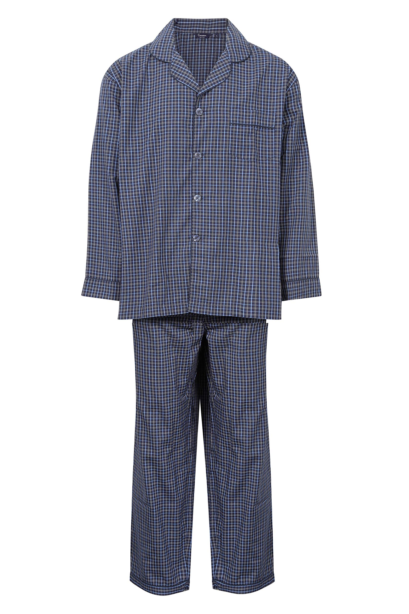 Kentex Online Men's Navy Check Champion Pyjamas Marlow Long Sleeves Pjs Set Check (Xl, )