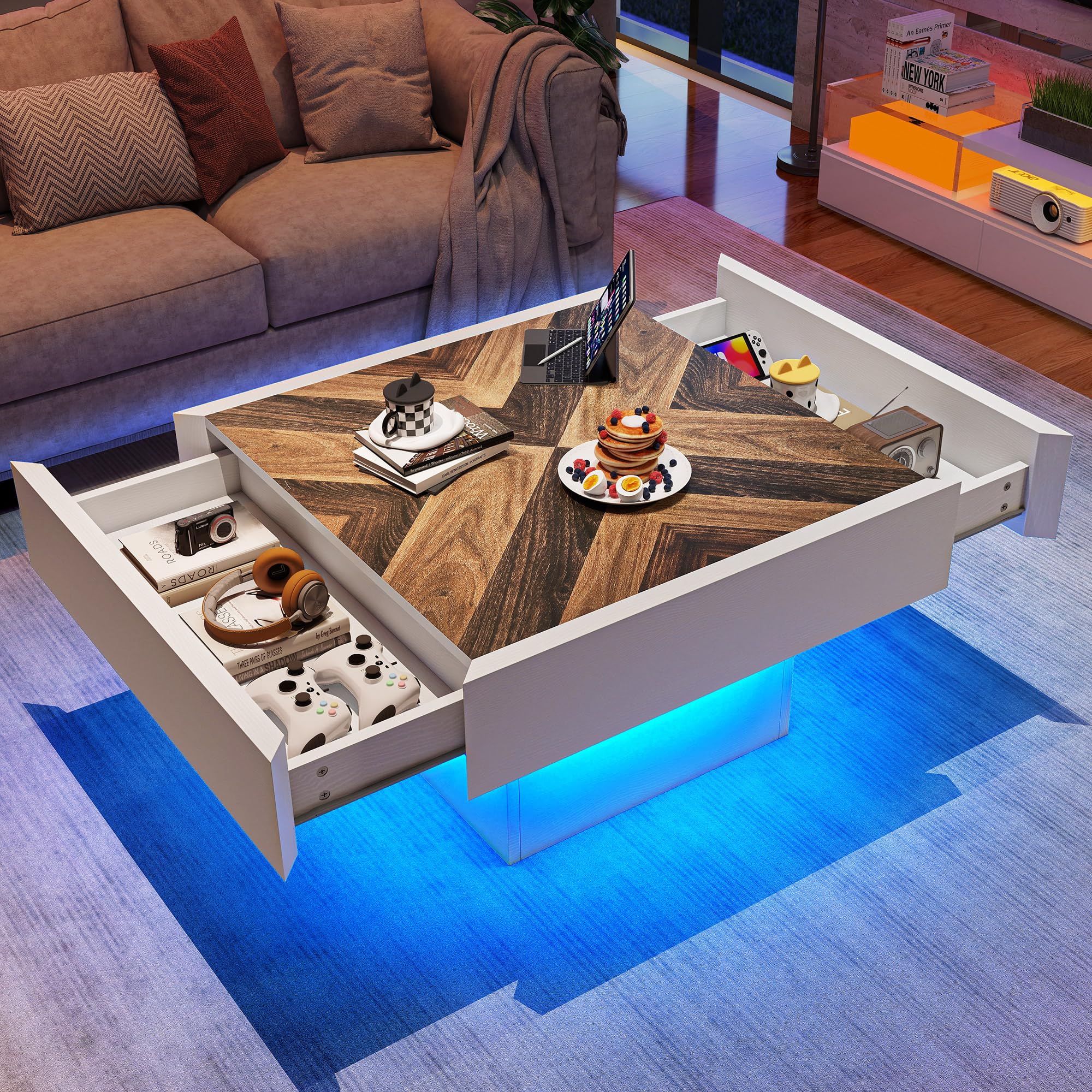 YITAHOME Farmhouse Coffee Tables Square Coffee Table for