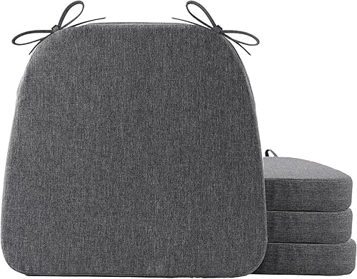 Miniatura 10 de Battilo - Cojines para sillas de comedor con lazos, almohadilla para silla de cocina para interiores y exteriores con respaldo antideslizante, cojín